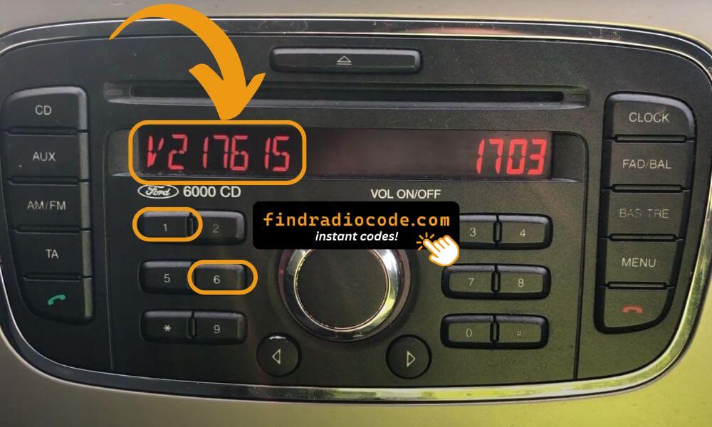 Ford CD 6000 NAV serial number on screen